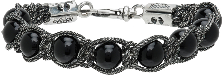 Emanuele Bicocchi Silver & Black Large Beaded Bracelet