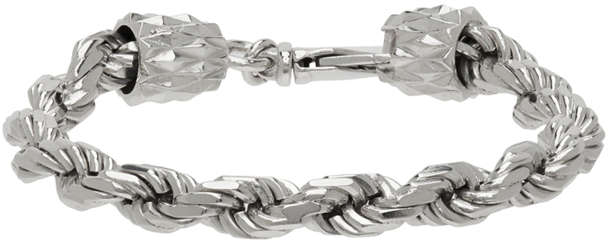 Emanuele Bicocchi Beaded Chain Bracelet in Silver Mens Jewellery Bracelets for Men Metallic 