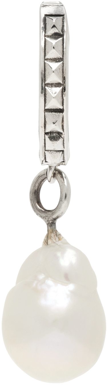 Ssense Uomo Accessori Gioielli Orecchini SSENSE Exclusive Silver Pearl In Heat Single Earring 