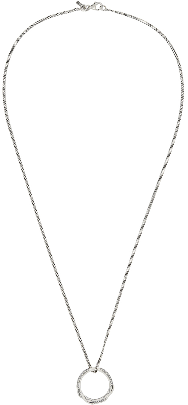 Emanuele Bicocchi Silver Flame Ring Necklace