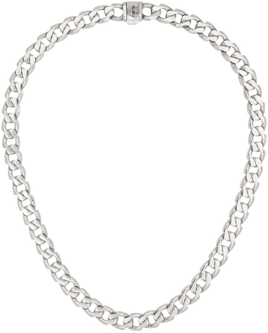 silver edge chain necklace