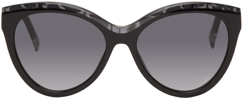 Gray & Black Round Sunglasses