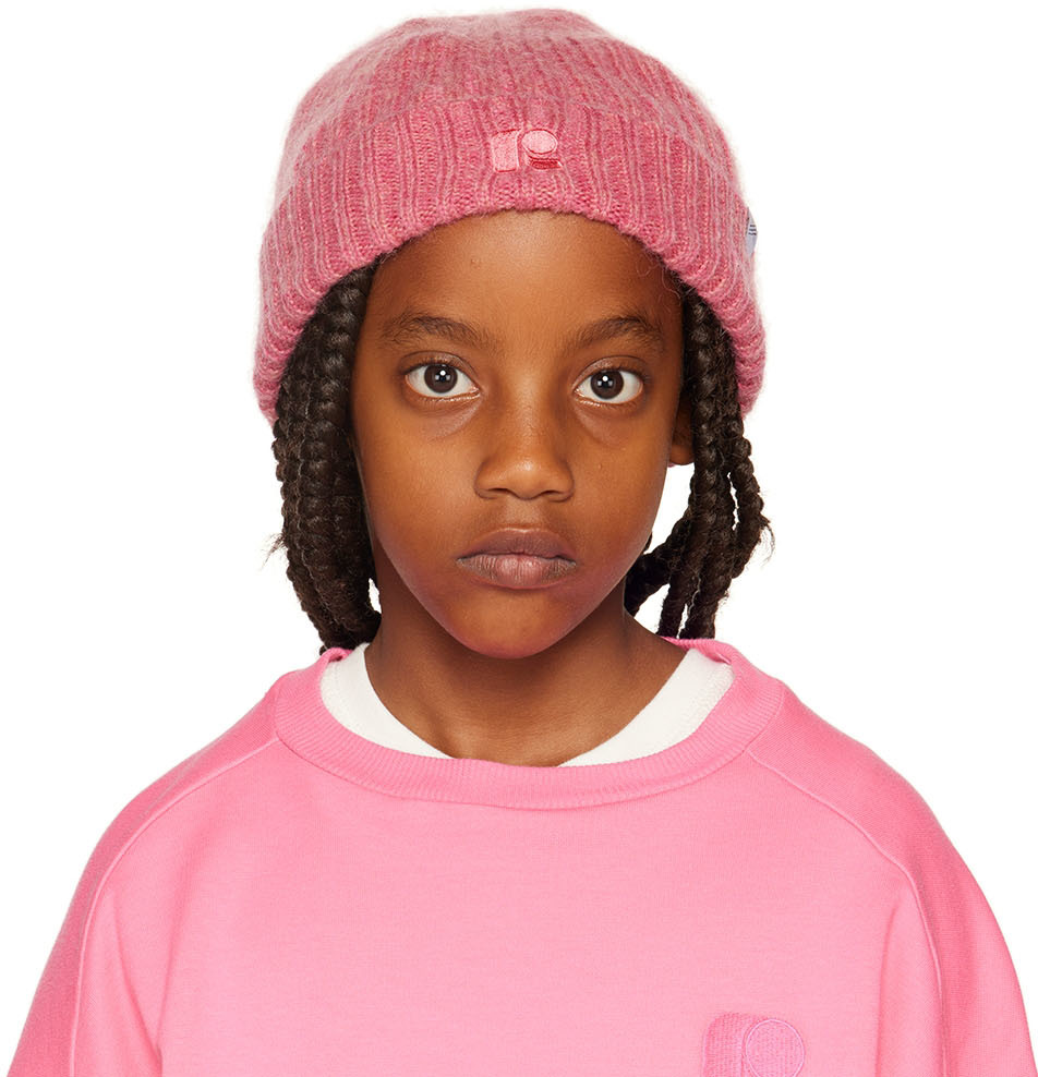 Kids Pink Embroidered Logo Beanie by Repose AMS | SSENSE