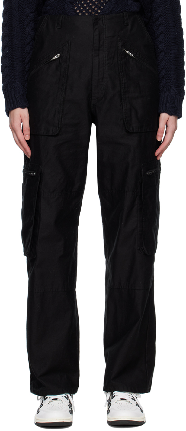 Black Cargo Pocket Trousers