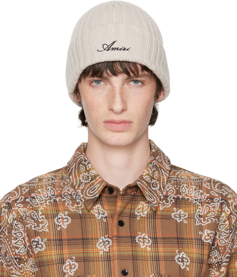 AMIRI Beige Script Beanie