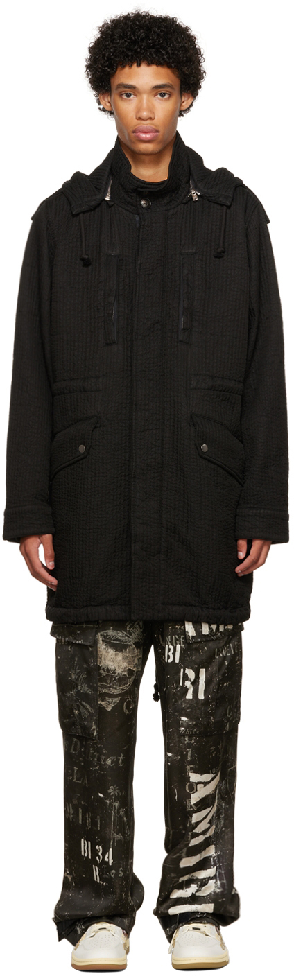 Black Quilted Fishtail Parka