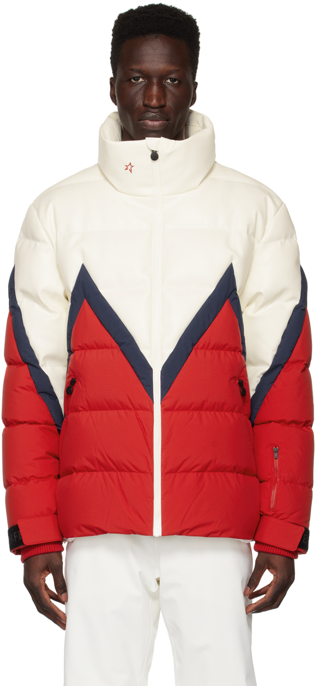 Perfect Moment Quilted Faux Leather-paneled Ripstop Down Ski Jacket In Red