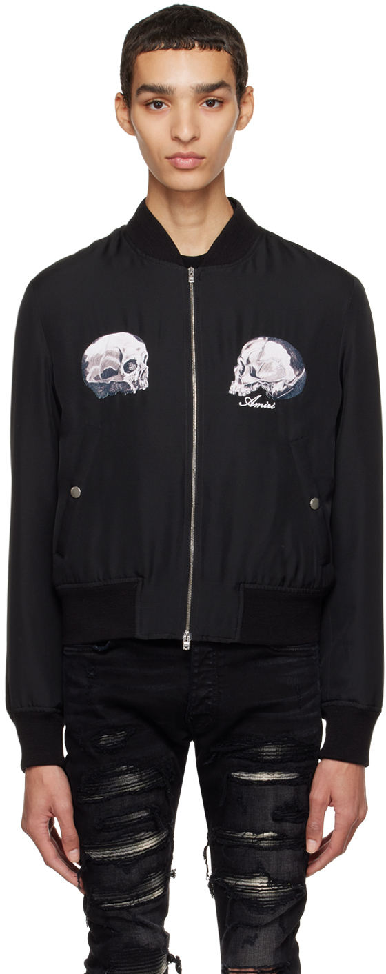 AMIRI Black Wes Lang Edition Dual Skull Bomber