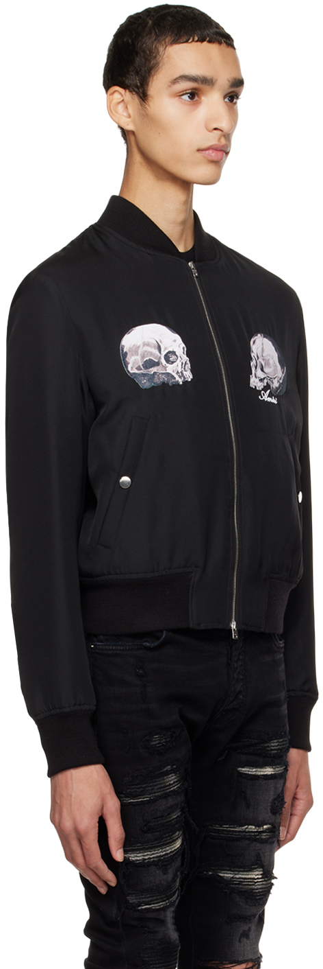 Amiri Long-sleeved Baseball Jacket In Black-silk