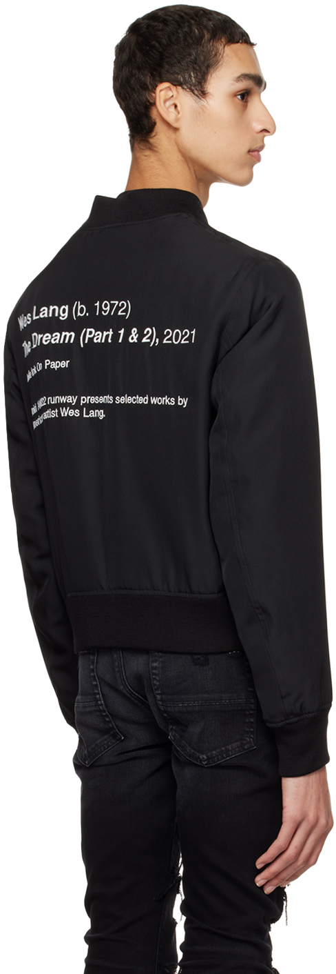 Amiri Long-sleeved Baseball Jacket In Black-silk