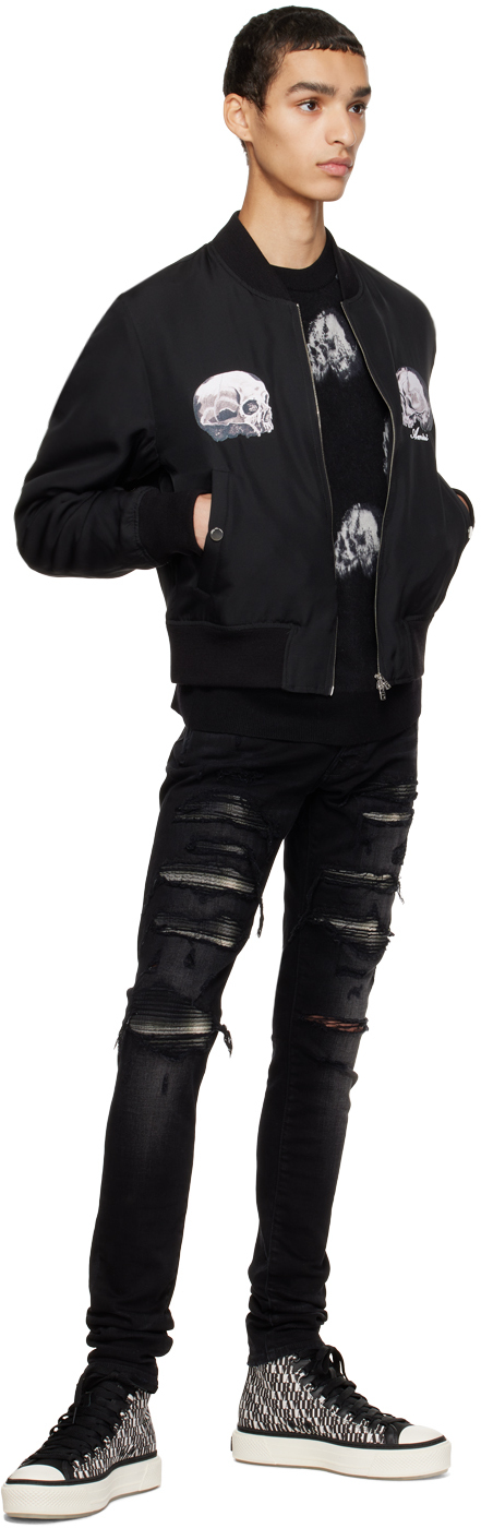 Amiri Long-sleeved Baseball Jacket In Black-silk