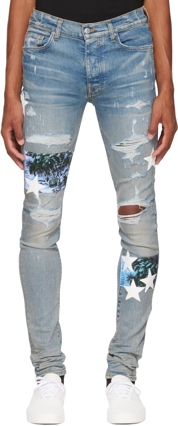 AMIRI Blue Star Art Patch Jeans