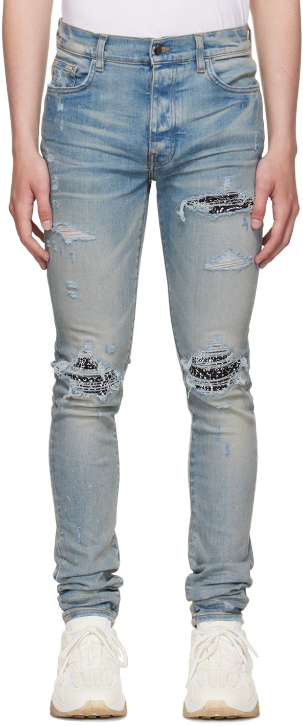 AMIRI: Blue MX1 Bandana Jeans | SSENSE