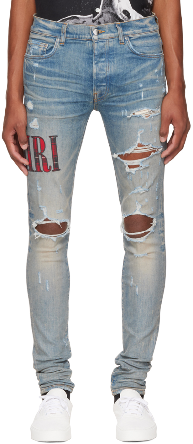 Blue Flannel Core Jeans by AMIRI on Sale