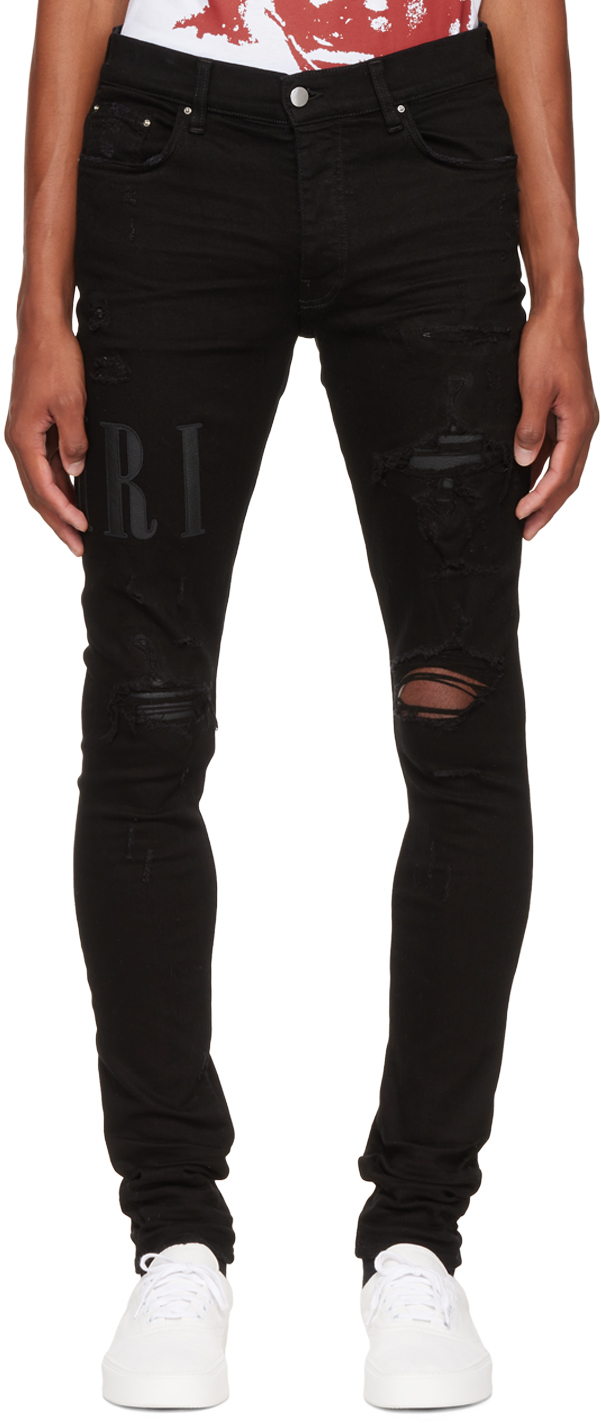 AMIRI Black Leather Core Jeans