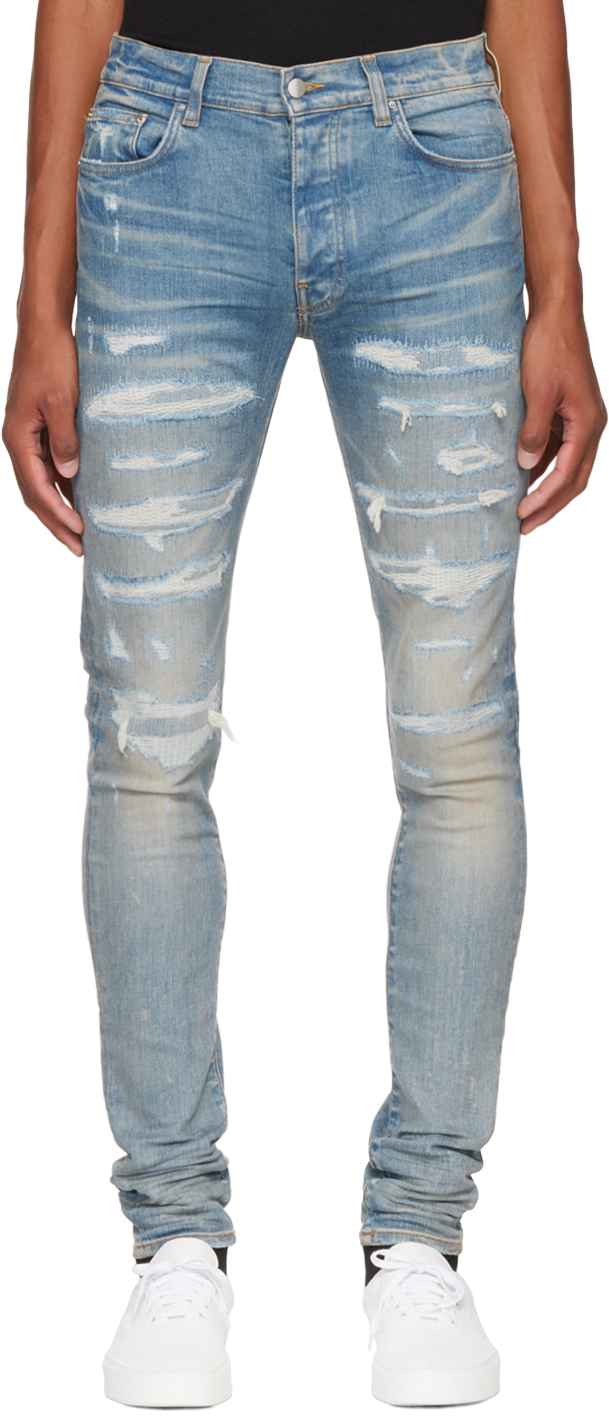 Blue Repair Thrasher Jeans by AMIRI on Sale