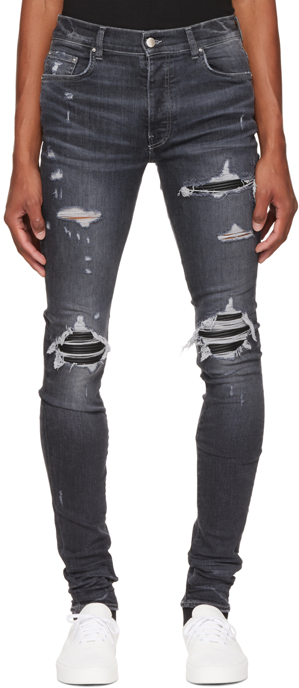 AMIRI Gray Leather MX1 Jeans