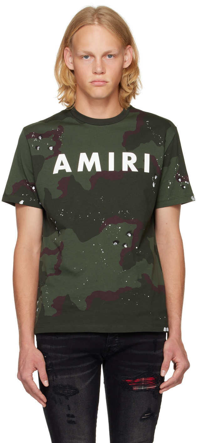 AMIRI Green Camouflage T-Shirt