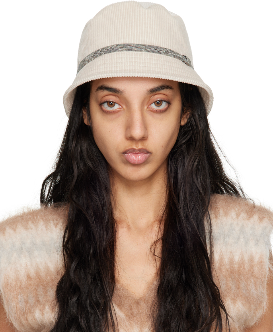 Brunello Cucinelli: Beige Fluid Bucket Hat | SSENSE Canada