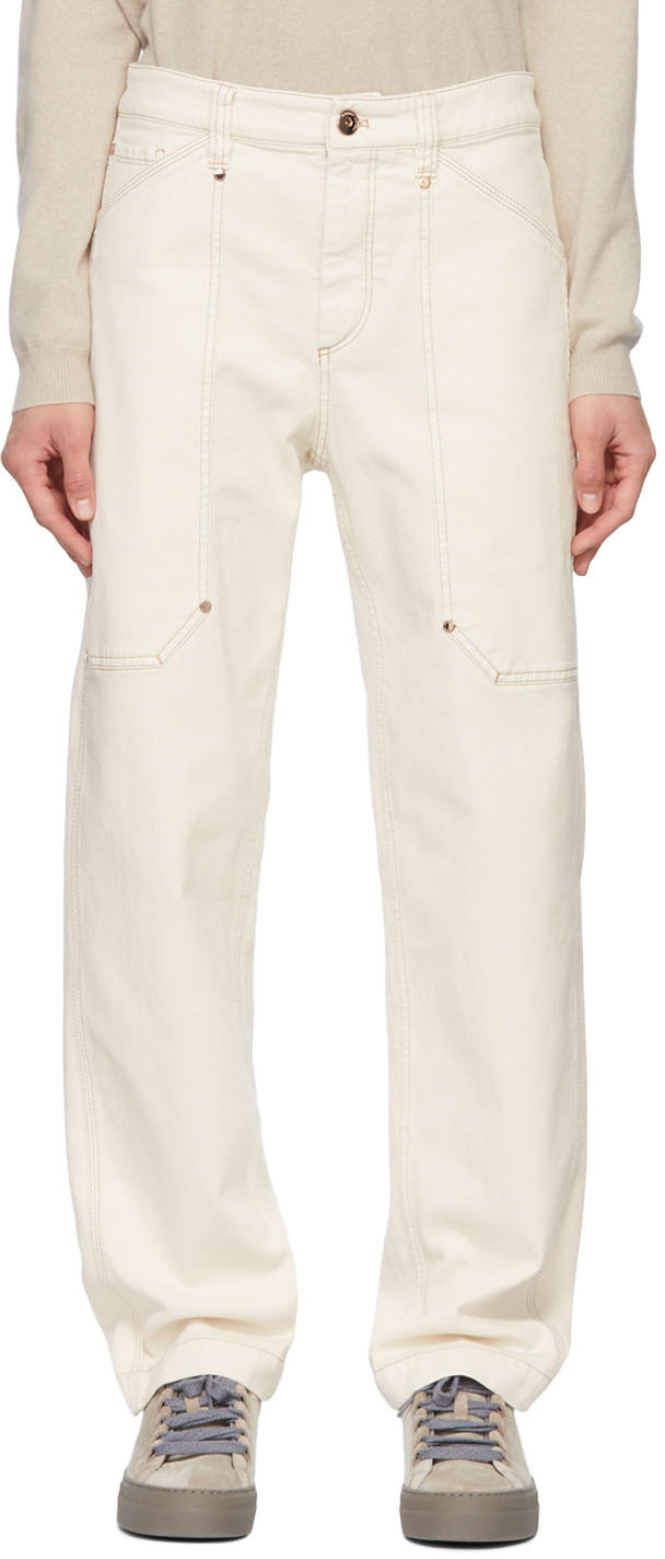 Brunello Cucinelli Off-White Baggy Jeans