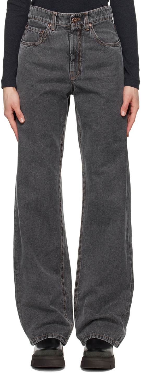 Brunello Cucinelli: Black Wide-Leg Jeans | SSENSE