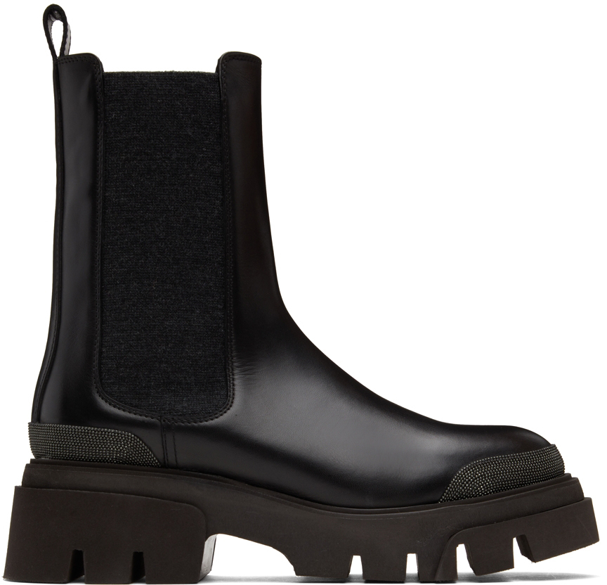 Brunello Cucinelli Black Calfskin Chelsea Boots