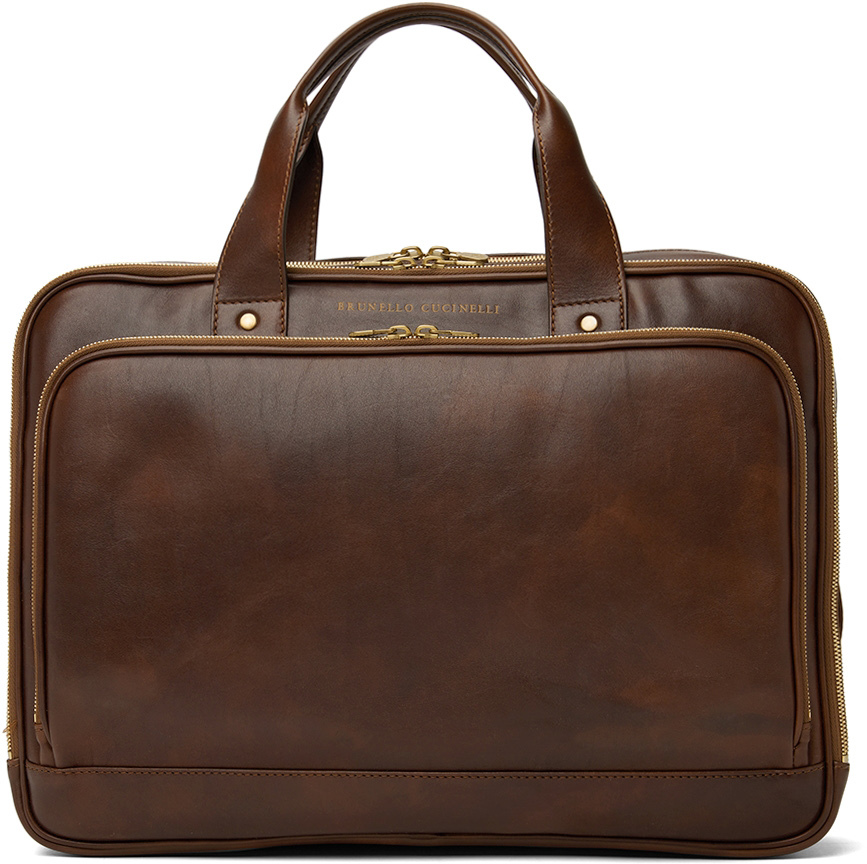 Brown Leather Briefcase Ssense Uomo Accessori Borse Valigette e porta PC 
