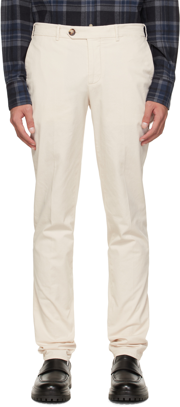 Brunello Cucinelli Off-White Garment-Dyed Trousers