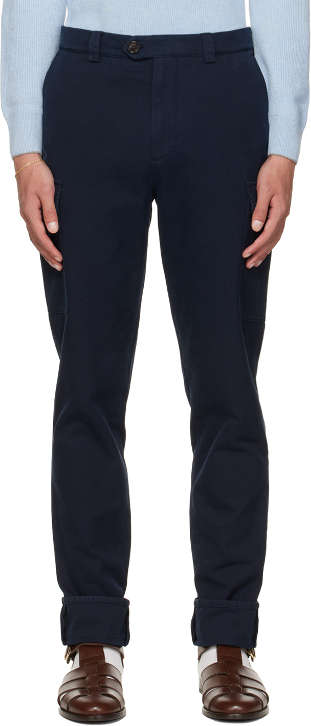 Brunello Cucinelli Navy Garment-Dyed Cargo Pants