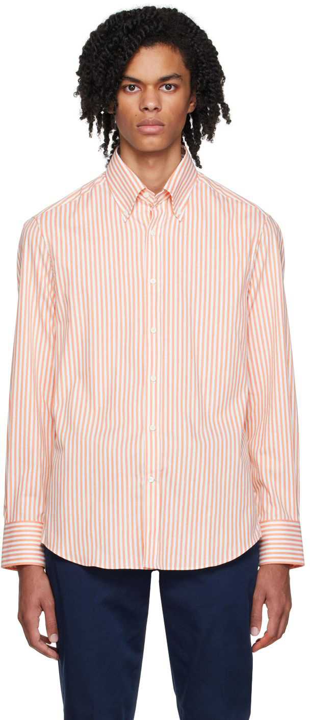 Brunello Cucinelli Orange Striped Shirt