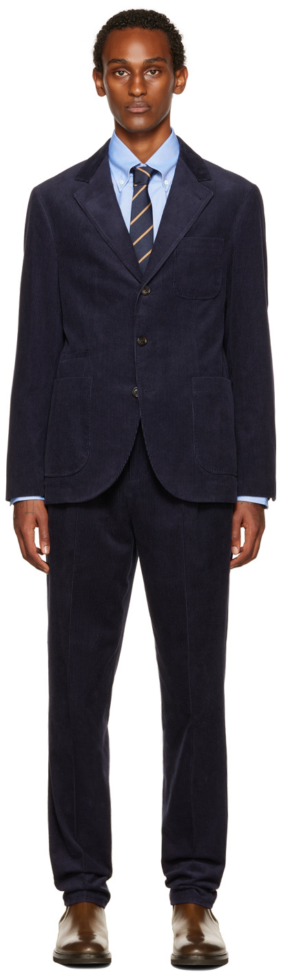 Brunello Cucinelli Navy Single-Breasted Suit