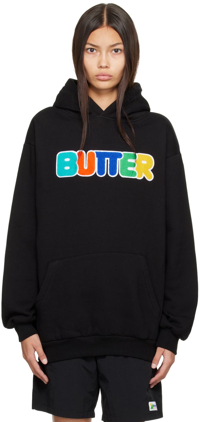 Black Rounded Appliqué Hoodie by Butter Goods on Sale