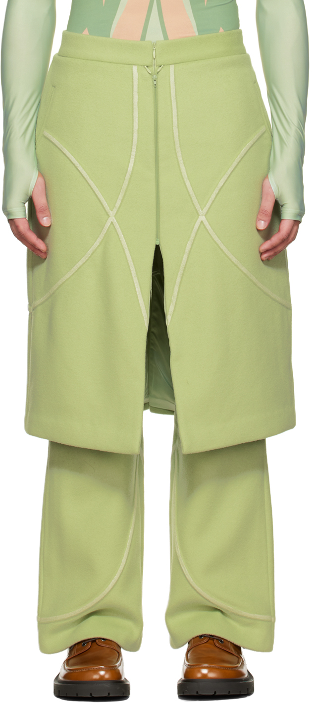 YULONG XIA SSENSE Exclusive Green Skirt Trousers