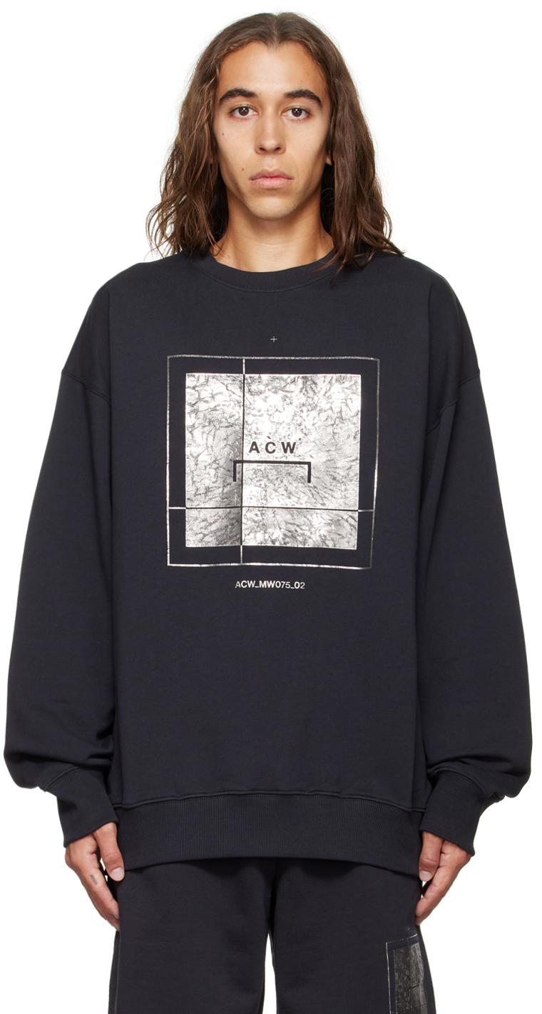 A-COLD-WALL*: Black Foil Grid Sweatshirt | SSENSE Canada