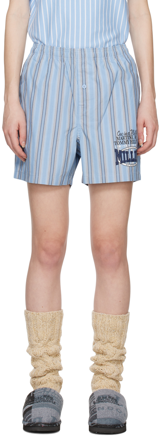 Martine Rose Blue Tommy Jeans Edition Striped Boxer Shorts In Cbr Blue Bell