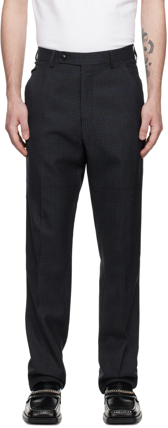 Martine Rose Men's Tailored Wool Pants In Navy Check