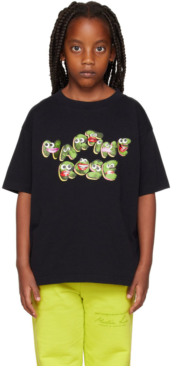 Ssense Abbigliamento Top e t-shirt T-shirt T-shirt a maniche corte Kids Black Logo Ringer T-Shirt 