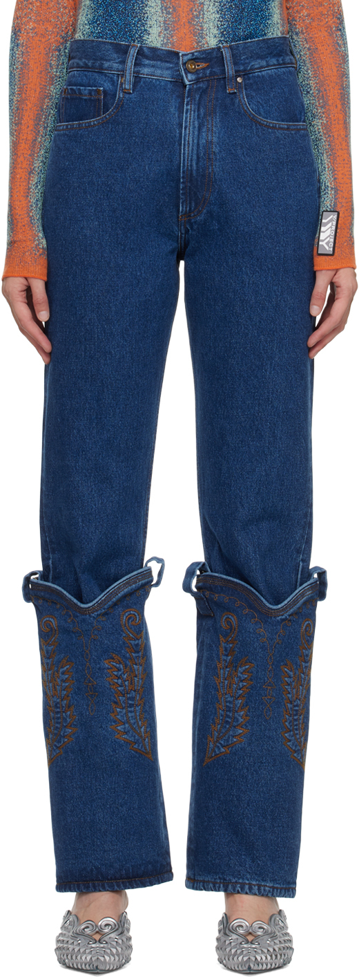 Navy Classic Cowboy Cuff Jeans by Y/Project on Sale
