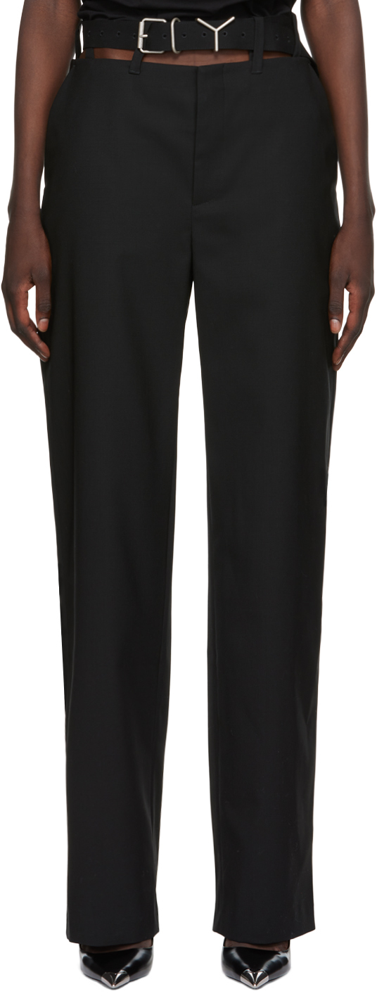 Black Y Belt Trousers