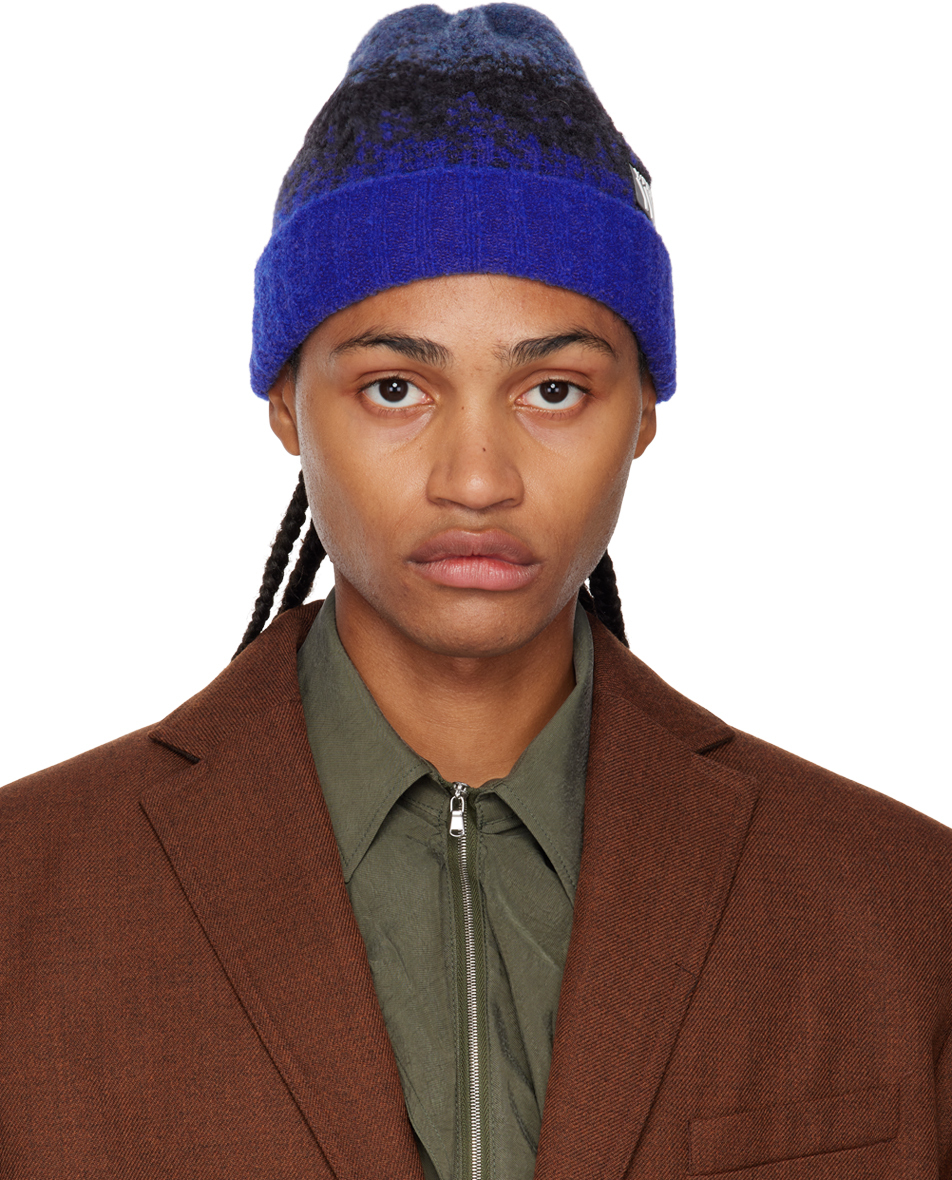 Blue & Orange Wool GG Beanie SSENSE Men Accessories Headwear Beanies 
