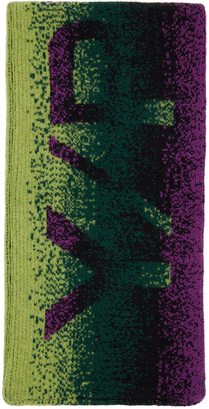 Y/project Green & Purple Gradient Scarf In Green / Purple