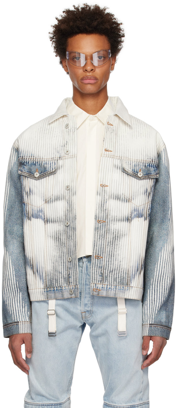 Y/Project: SSENSE Exclusive White Blue Jean Paul Gaultier Edition Denim Jacket | SSENSE