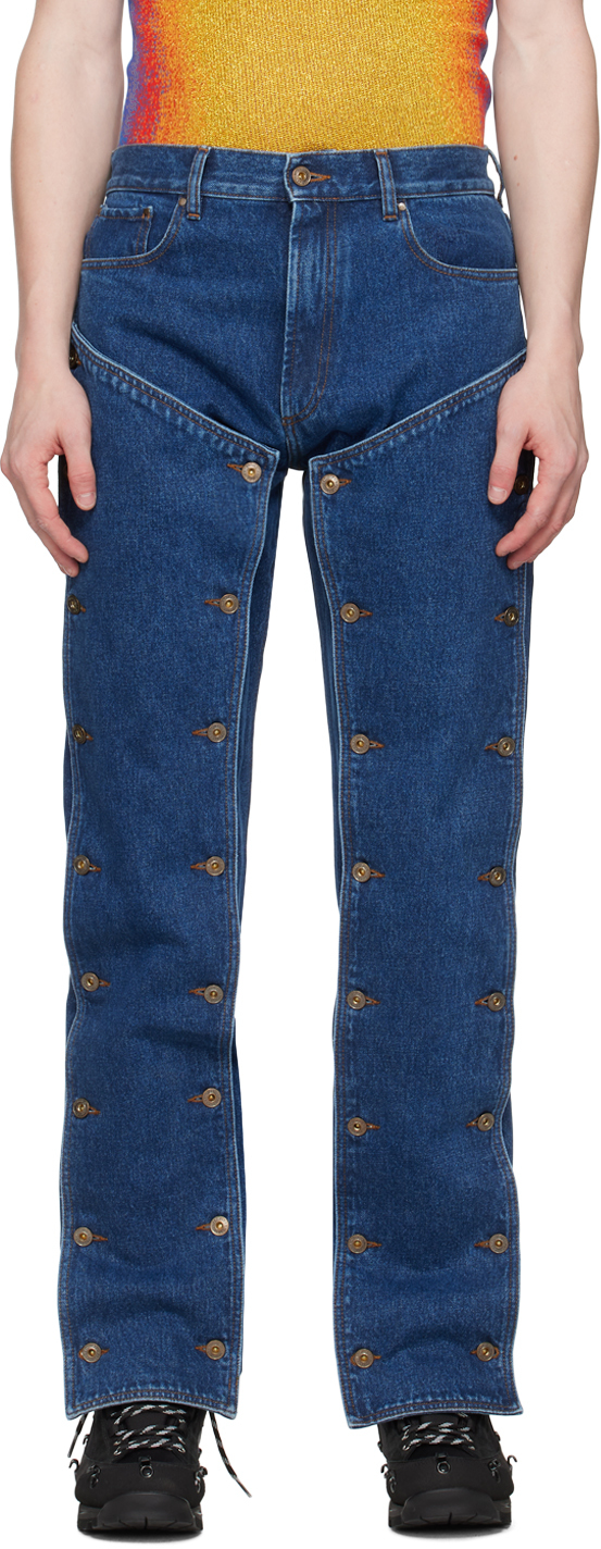 Y/PROJECT BLUE CLASSIC BUTTON PANEL JEANS