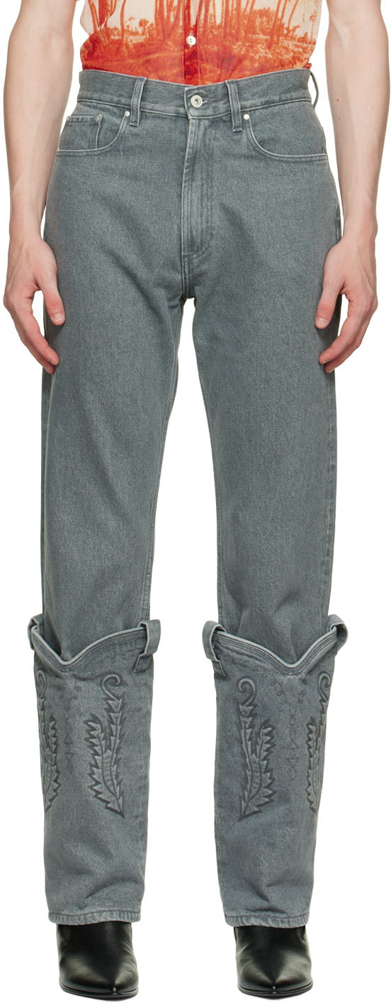 Gray Cowboy Cuff Jeans by Y/Project on Sale