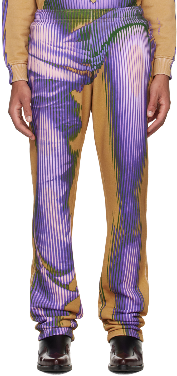 Y/project Tan Jean Paul Gaultier Edition Lounge Pants In Purple / Yellow