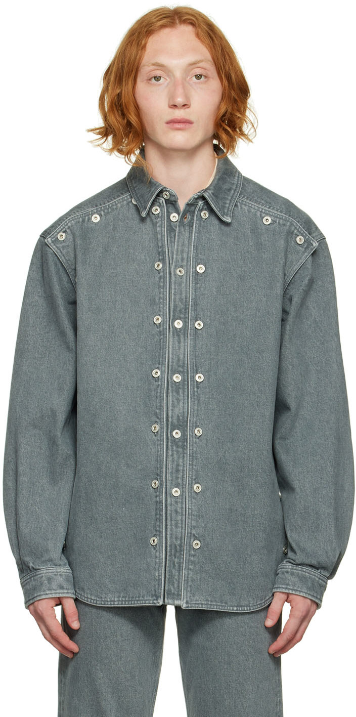 Gray Panel Denim Shirt