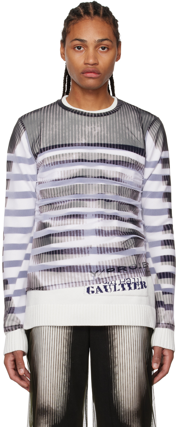 Shop Y/project White Jean Paul Gaultier Edition Sweater In White / Black