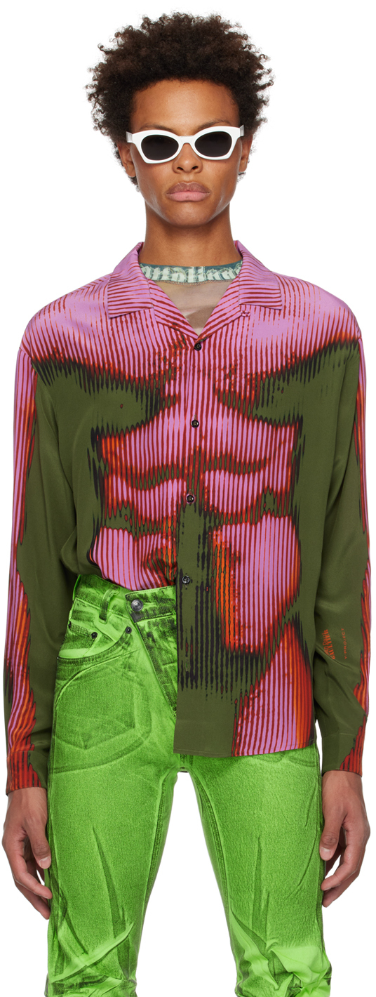 Y/project Pink & Green Jean Paul Gaultier Edition Shirt In Pink / Khaki |  ModeSens