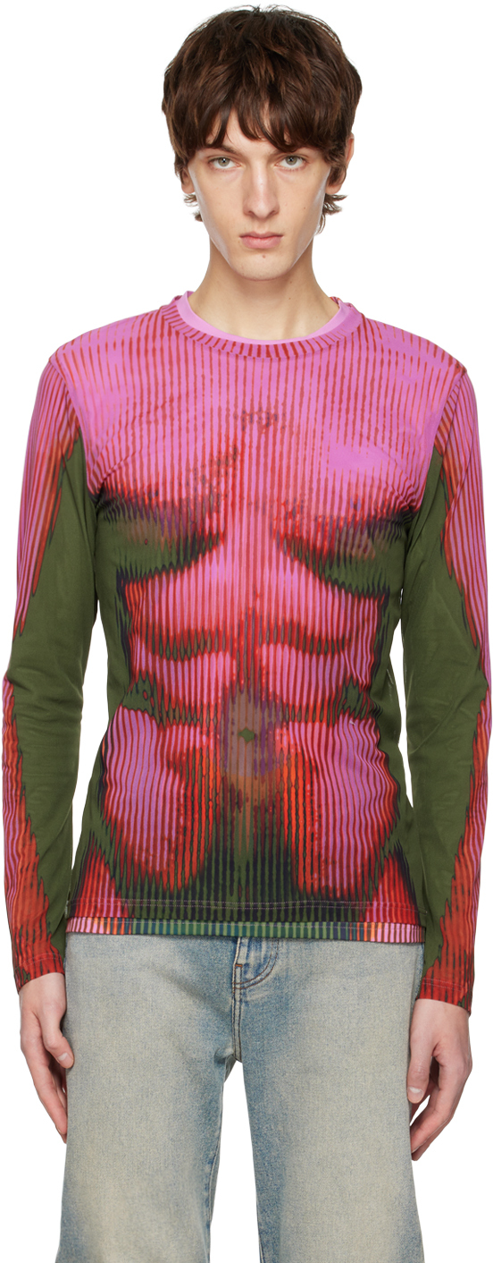Y/Project: Pink Jean-Paul Gaultier Edition Long Sleeve T-Shirt | SSENSE