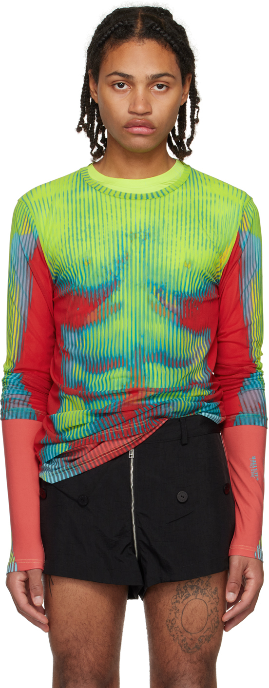 Y/project Y Project Jean Paul Gaultier Trompe L'oeil T-shirt In Printed Mesh In Multi-colored